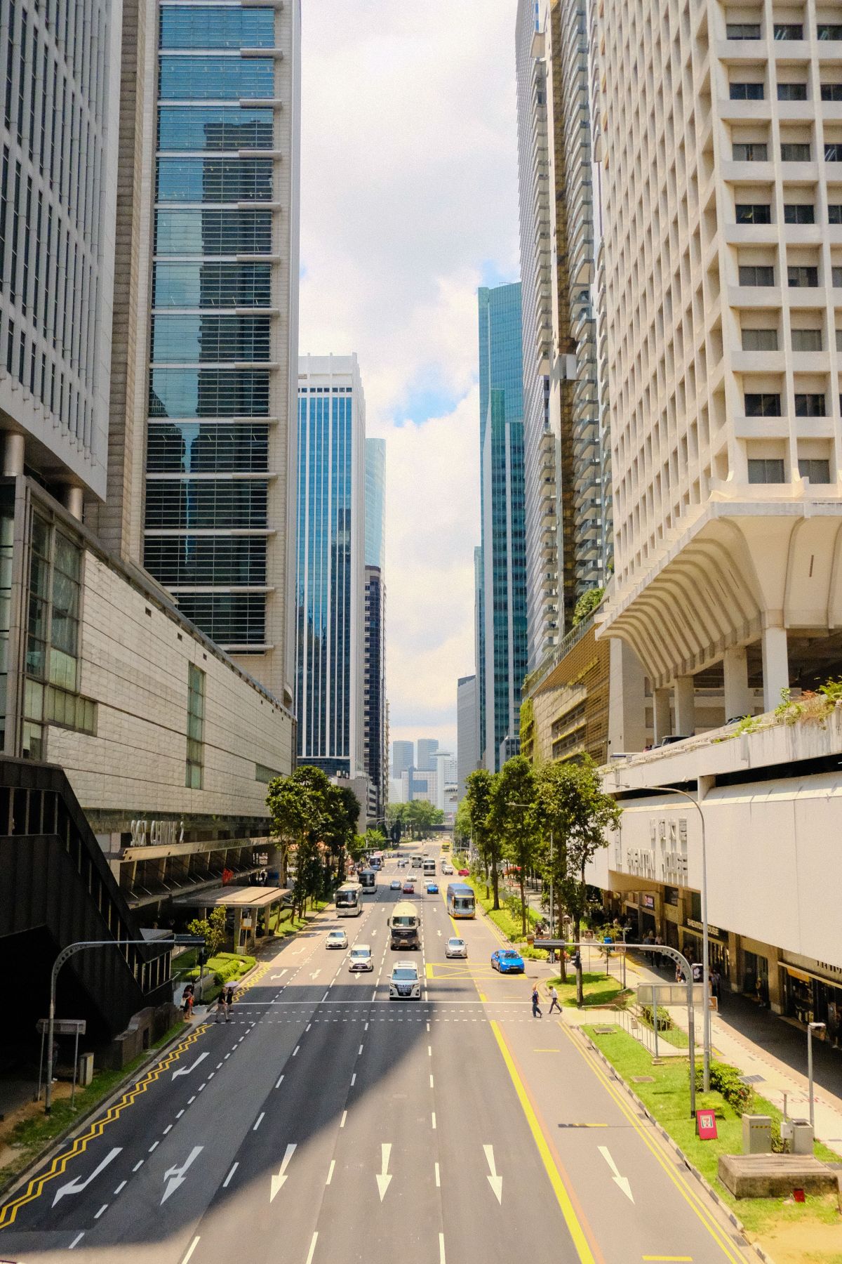 A street through Singapore's business district